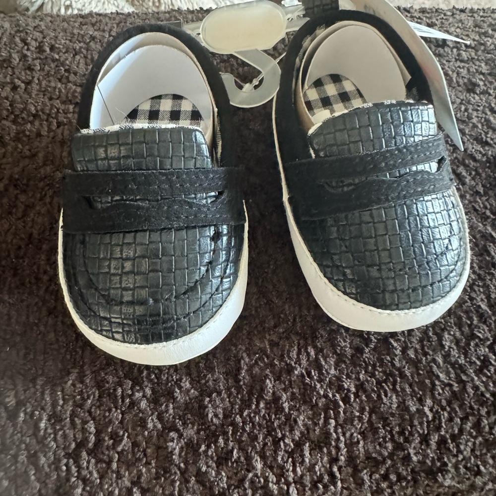 Black Textured Kids Shoes